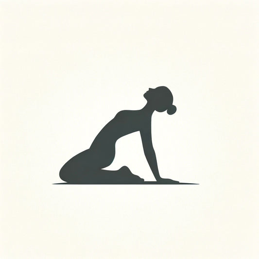 A minimalistic silhouette of a woman practicing yoga on a plain background, representing serenity and focus in a holistic approach to health and wellness.