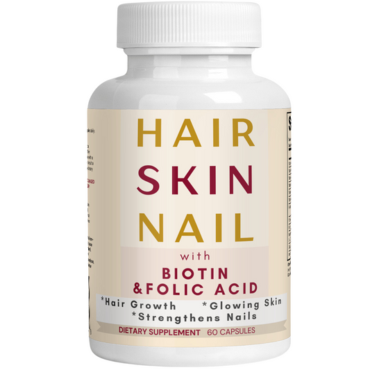 Hair, Skin & Nail Essentials - Advanced Formula with Biotin 5000 mcg, B6 & Folic Acid | 60 Capsules