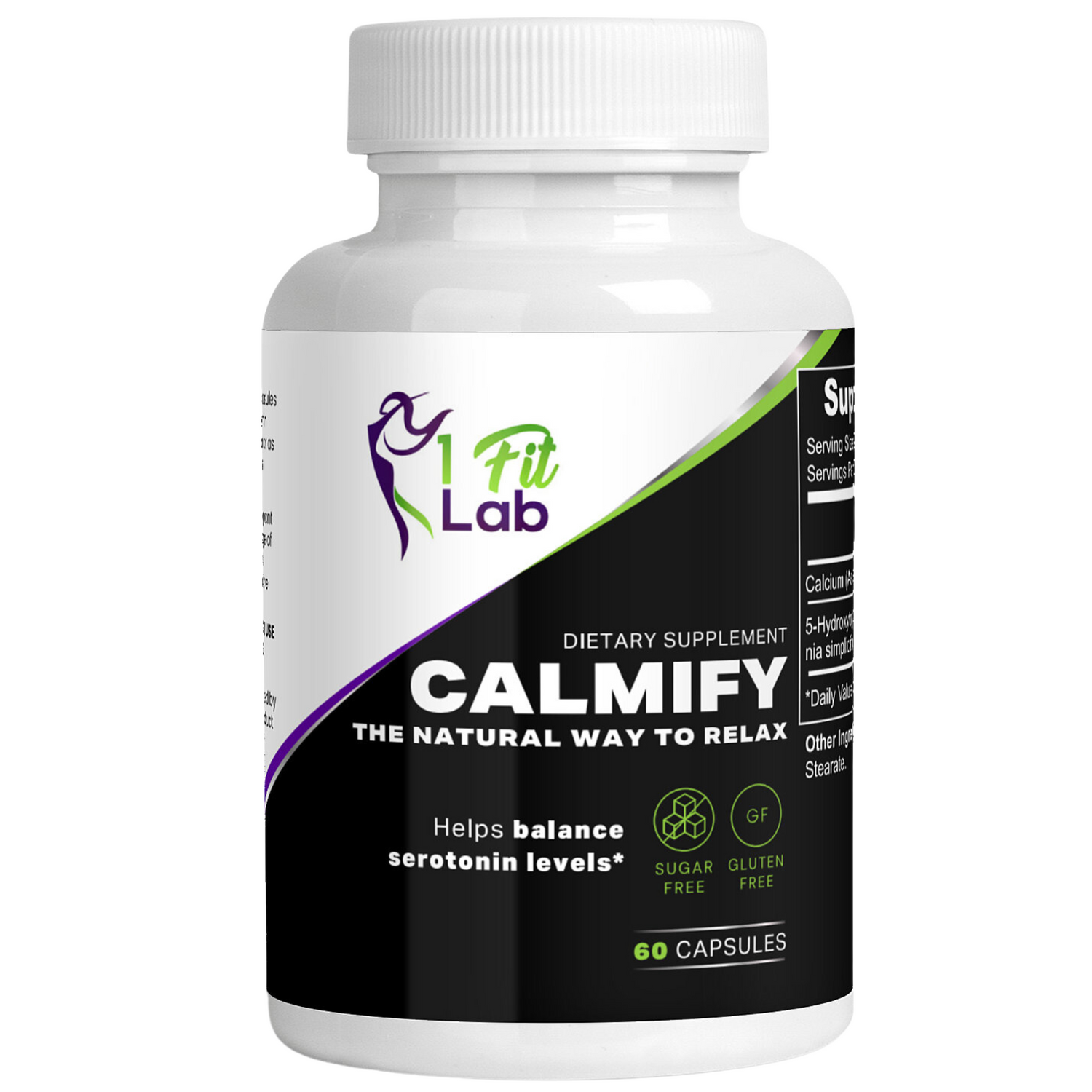 Bottle of Calmify Natural 5HTP for Stress Relief and Sleep Support Supplement