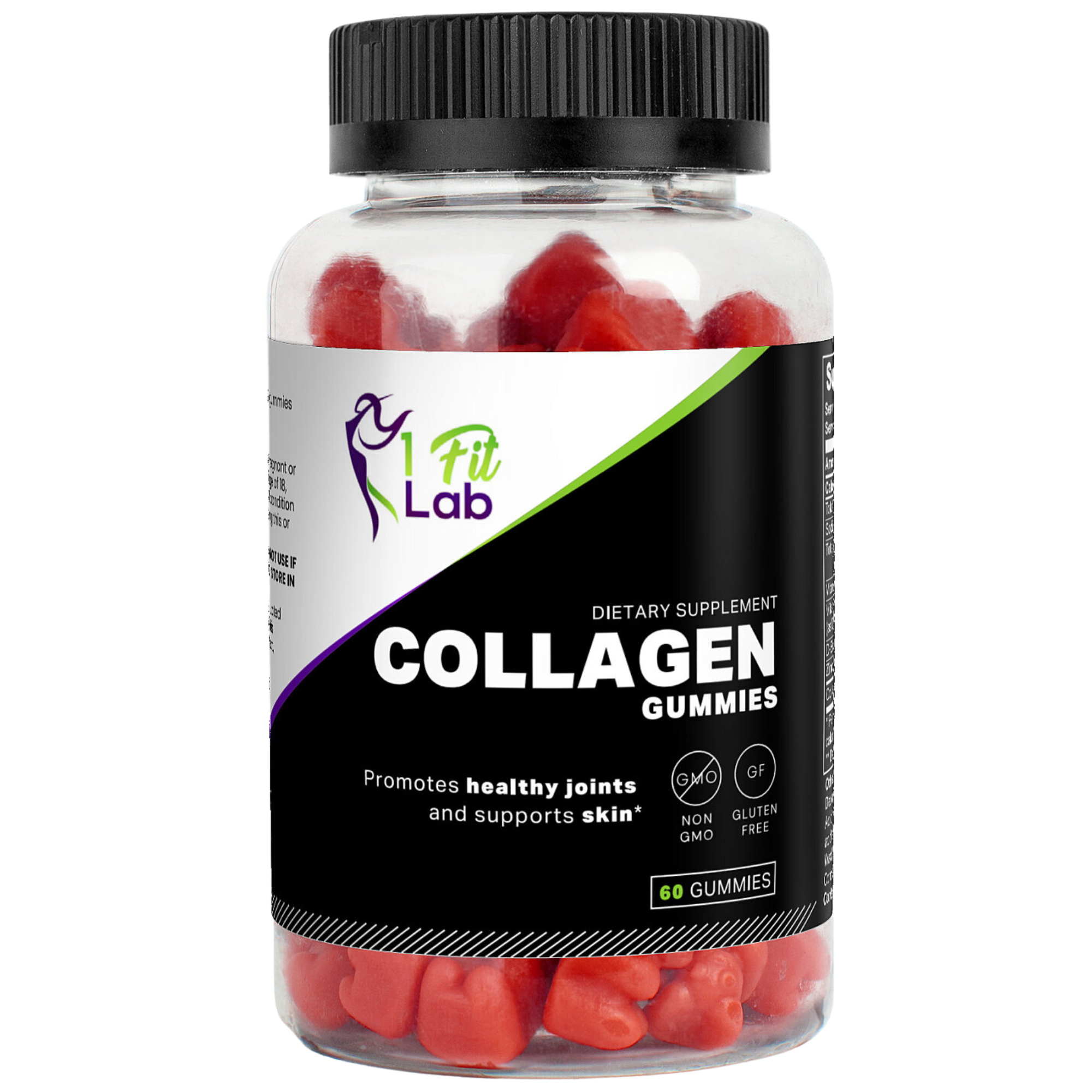 Bottle of Collagen Gummies with Vitamins C & E for hair, skin, and joint support