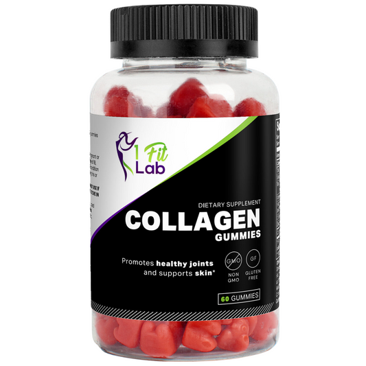 Bottle of Collagen Gummies with Vitamins C & E for hair, skin, and joint support