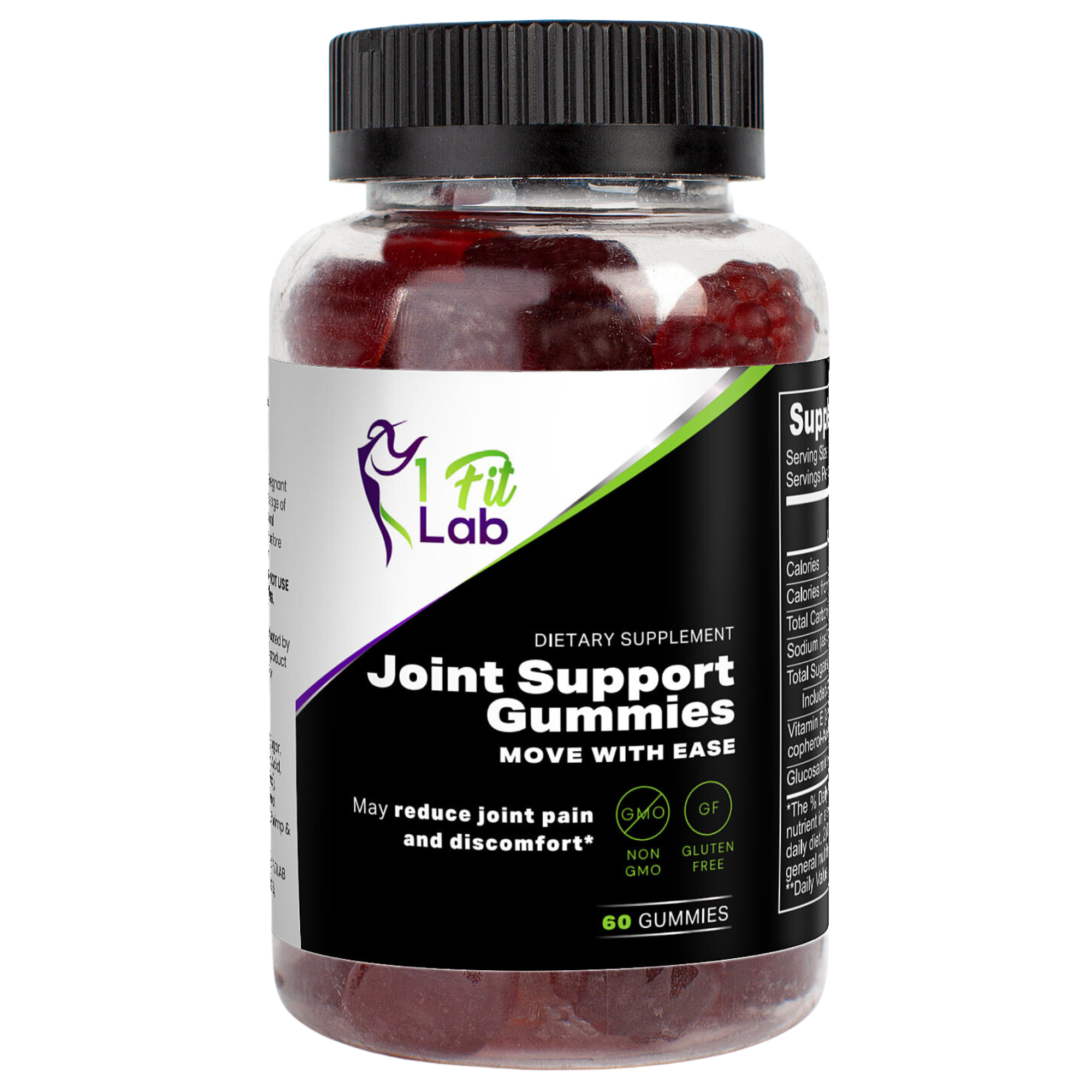 Bottle of Joint Support Gummies enriched with glucosamine and Vitamin E for joint health
