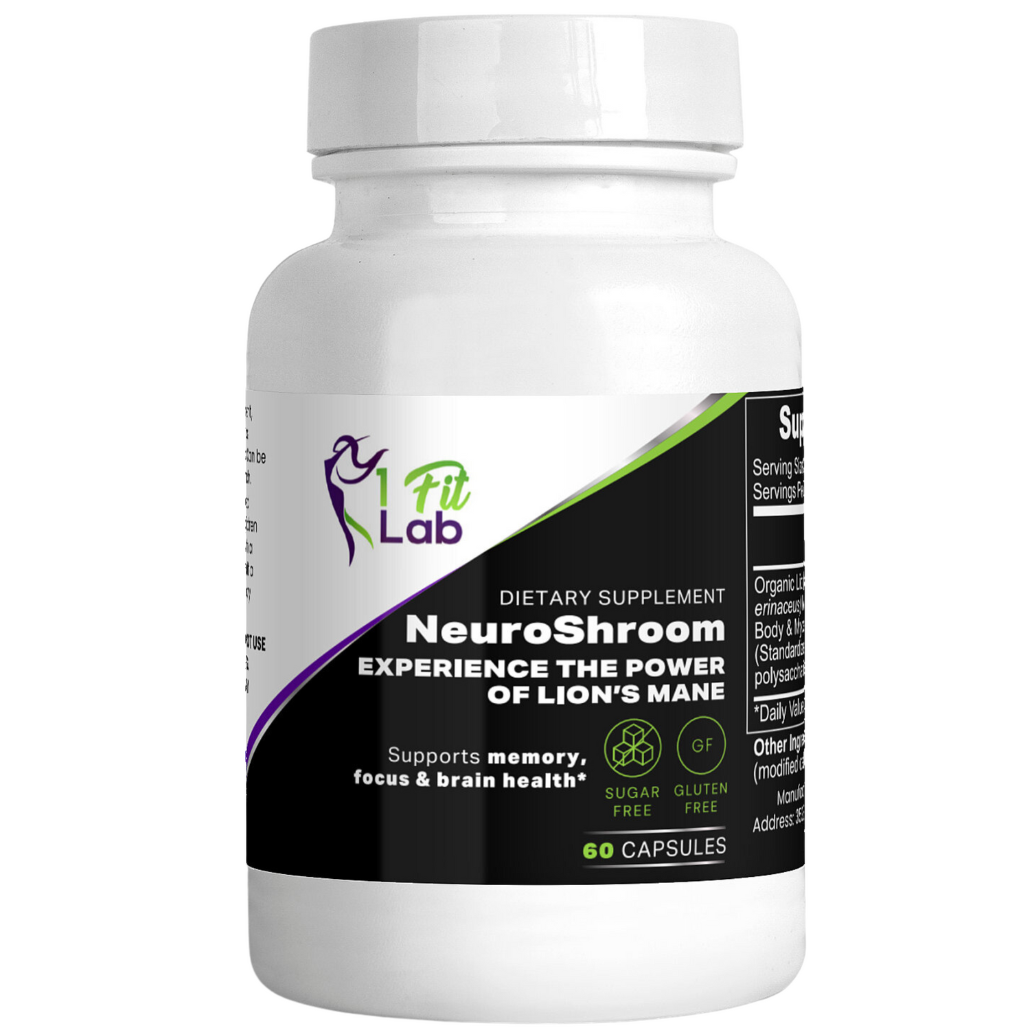 Bottle of NeuroShroom Lion's Mane Mushroom Extract for cognitive support