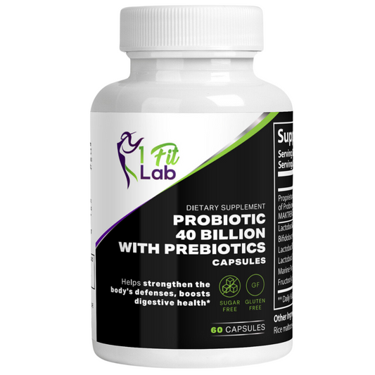 Bottle of Probiotic 40 Billion with Prebiotics for digestive health support