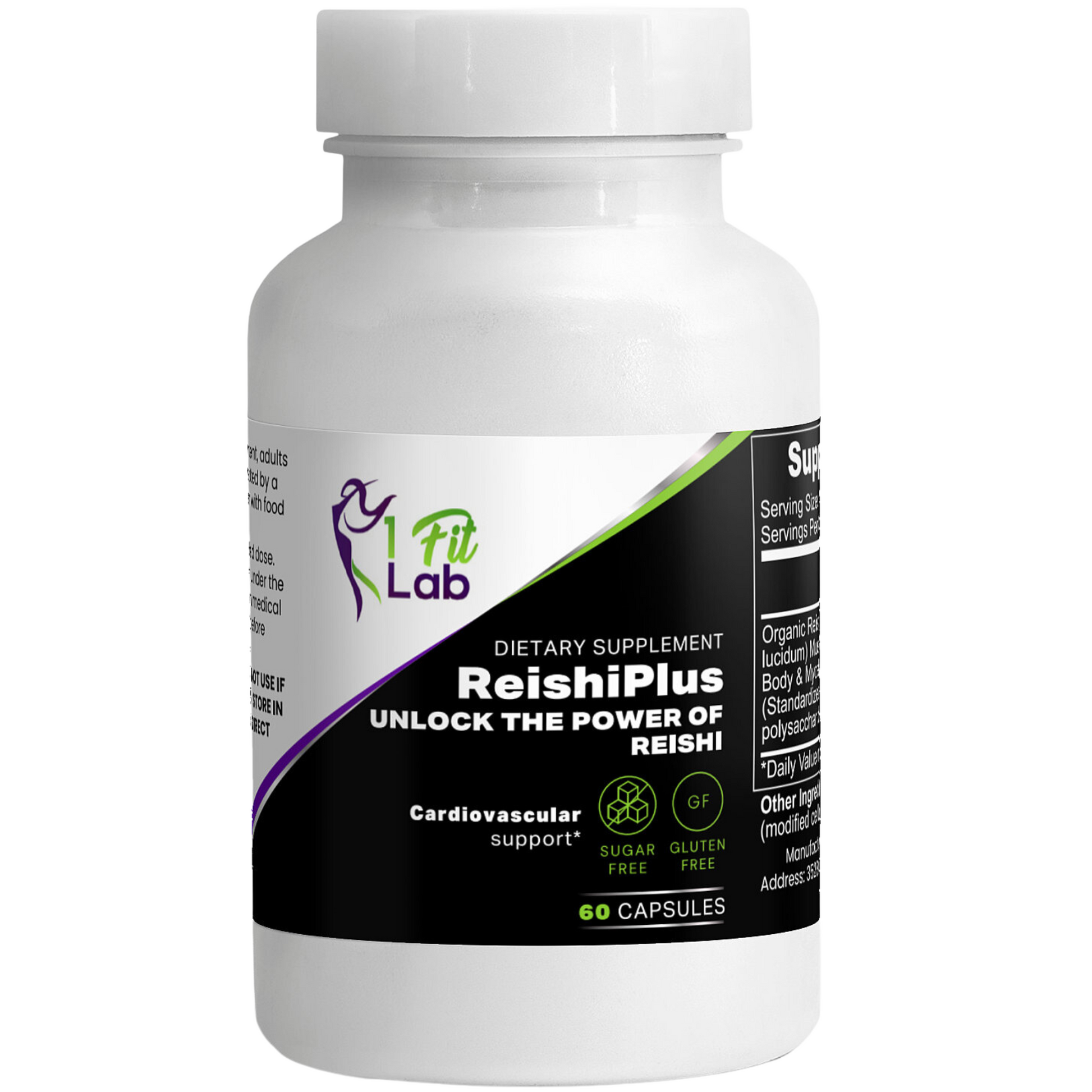 Bottle of ReishiPlus Premium Reishi Mushroom Extract for immunity and stress relief