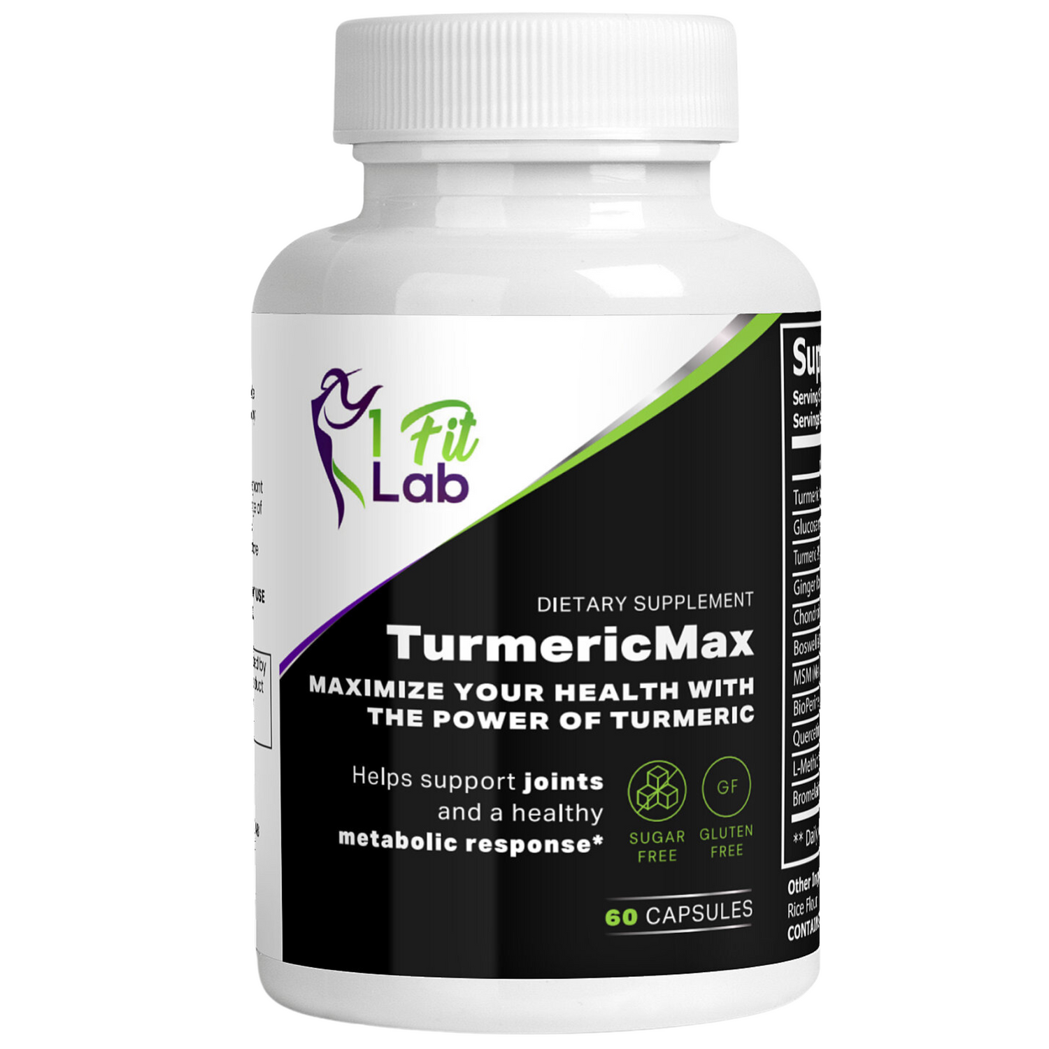 Bottle of TurmericMax Maximum-Strength Turmeric for inflammation and joint support